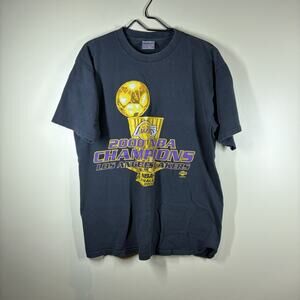 Vintage 2000 NBA Champions LA Los Angeles Lakers Kobe Shaq Black Shirt SZ: L